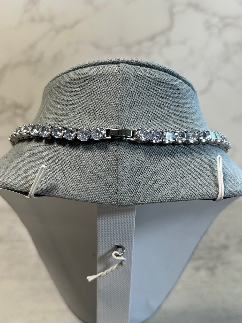 Silver Clear Crystal Tennis Necklace - Elegant Sparkle - Picture 6 of 10
